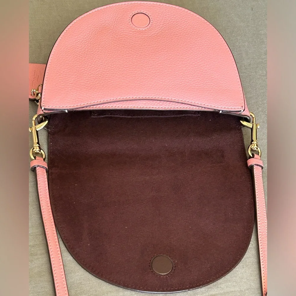 COACH Ellen Pebble Leather Flap Crossbody Bag in Bubblegum Pink - Picture 8 of 12